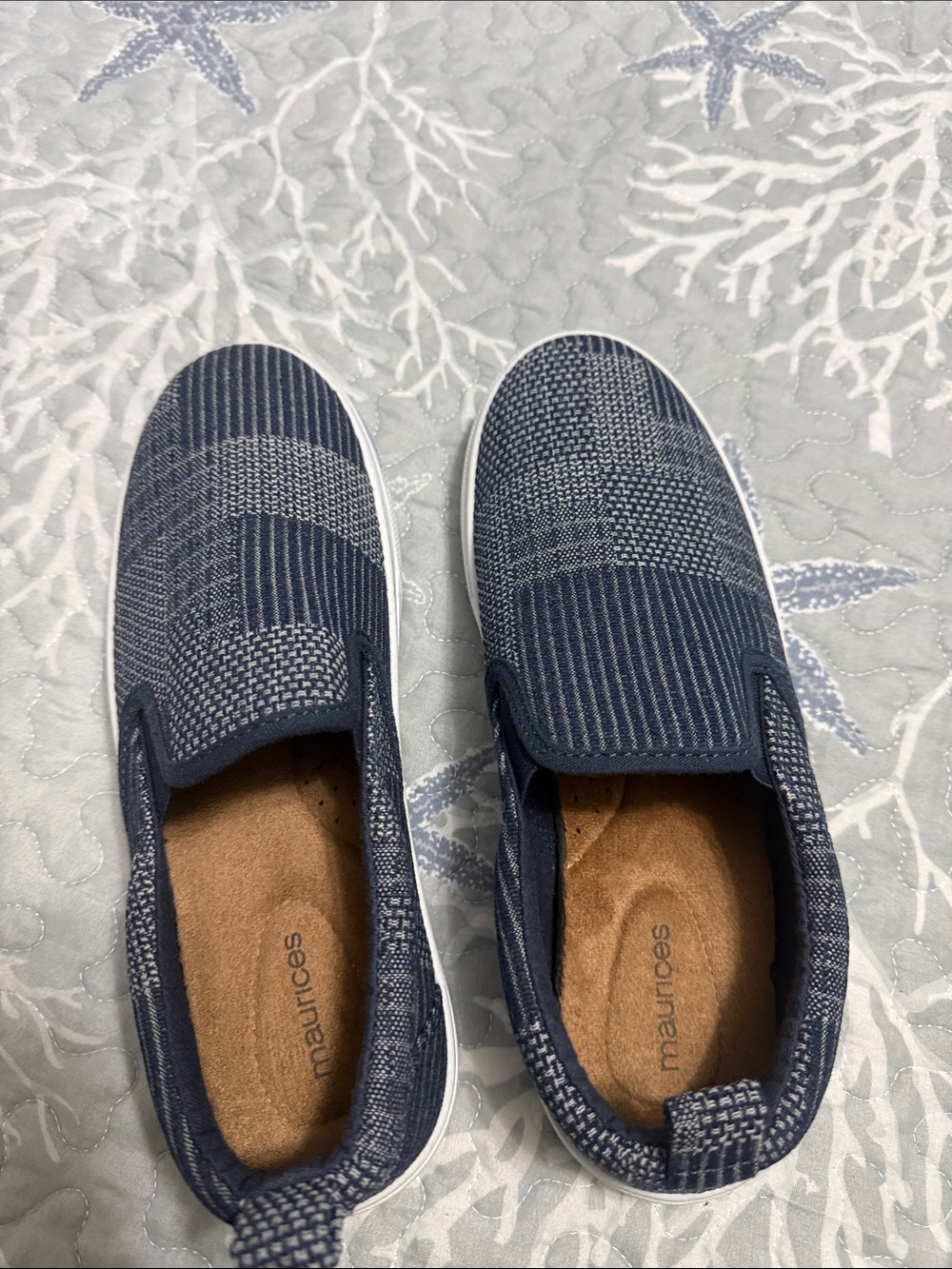Maurices Navy Knit Slip-On Sneakers with White Soles